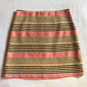 Ann Taylor Loft Pink Tan and Black Striped Skirt Size 2